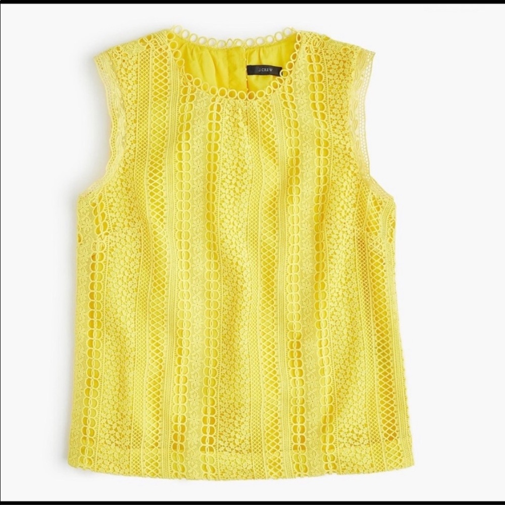 J.Crew Mixed Lace Top Yellow H7040 4